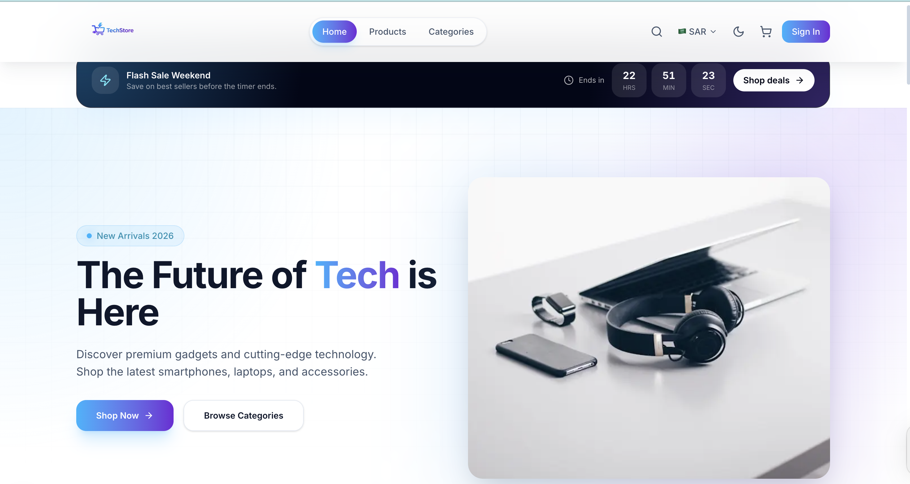 TechStore — Full-Stack E-Commerce Platform landing page preview